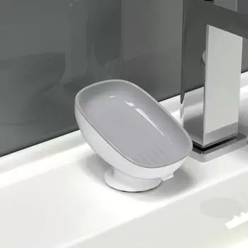 Angle Adjustable Soap Dish for Bathroom, Wall-Mounted Plastic Oval Soap Holder with Drain, Luxurious Removable Soap Tray AVE серый