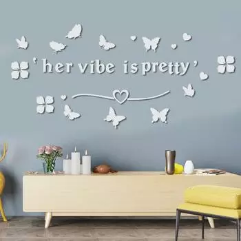 Английская буква Her Vibe is Pretty Butterfly Акриловое зеркало Декоративная настенная наклейка