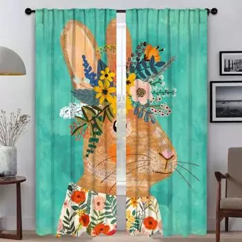 Animal Anti-mosquito Curtains for Living Room Curtain Halloween Decoration Shades Partition Home Interior Curtains 2 Pieces W50xH70cmx2pcs-CL