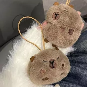 Animal Shape Cell Phone Chain Brown Car Pendant Name Sticker Plush Pendants Bag Decoration styleB