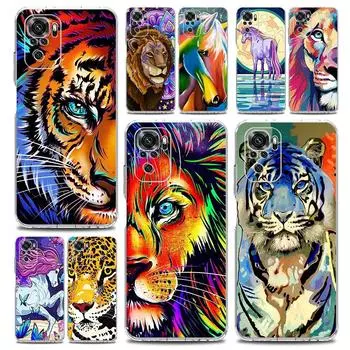 Animal Tiger Lion Wolf Phone Case For Xiaomi Redmi Note 11 9S 9 8 10 Pro 7 8T 9C 9A 8A K40 Pro 11T 5G Soft Silicone Clear Cover Redmi 8