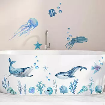 Animals Wall Sticker,Undersea Marine Sticker,Background,under The Sea Decal for