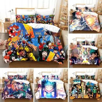 Аниме 3D печатный My Hero Academia пододеяльник наволочка комплект постельного белья двуспальный твин полный размер Queen King взрослый постельное белье пододеяльник 70x133cm 2pcs