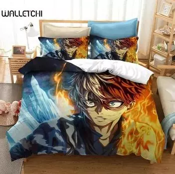 Аниме 3D принт Моя геройская академия Shoto Todoroki комплект постельного белья пододеяльник постельный комплект пододеяльник наволочка одеяло king queen size EU Single 135x200cm