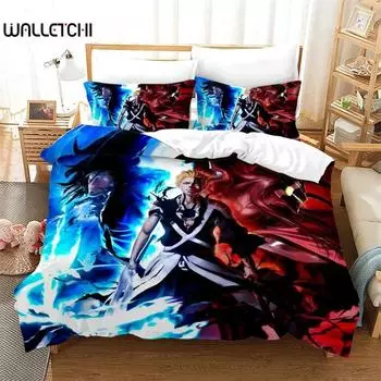 Аниме Bleach Kurosaki Ichigo Комплект постельного белья для мальчиков и девочек Twin Queen Size Пододеяльник Наволочка Кровать Дети Взрослый Домашний Текстиль Текстиль 135x200cm 2pcs