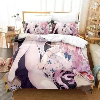 Anime Blue Archive Misono Mika Комплект постельного белья для мальчиков и девочек Twin Queen Size Пододеяльник Наволочка Кровать Дети Взрослый Домашний Текстиль Текстиль EU Single 135x200cm