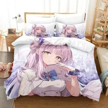 Anime Blue Archive Misono Mika Комплект постельного белья для мальчиков и девочек Twin Queen Size Пододеяльник Наволочка Кровать Дети Взрослый Домашний Текстиль Текстиль 70x133cm 2pcs