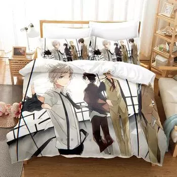 Аниме Bungo Stray Dogs Комплект постельного белья для мальчиков и девочек Twin Queen Size Пододеяльник Наволочка Кровать Дети Взрослые Модный Домашний Текстиль EU Single 135x200cm