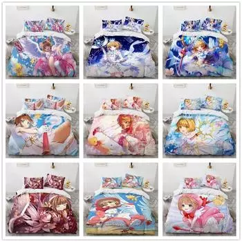 Аниме Cardcaptor Sakura Постельное белье Пододеяльник Спальня Одеяло Покрывала Односпальный Твин King Size Покрывало Домашний Текстиль EU Single 135x200cm