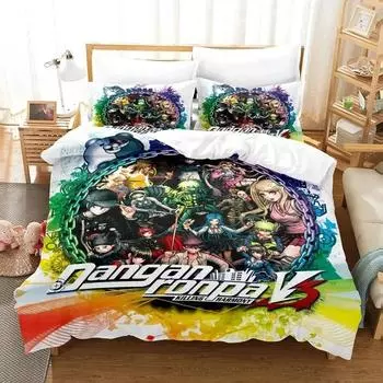 Аниме Danganronpa V3 Постельное белье Пододеяльник Постельный комплект Одеяло Чехол Наволочка Одеяло King Queen Size Мальчики Взрослые EU single(135x200cm)