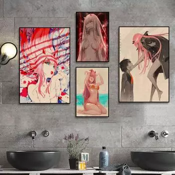 Аниме DARLING In The FRANXX плакат винтажная комната домашний бар кафе декоративная картина маслом настенное искусство 21cm30cm NoFrame