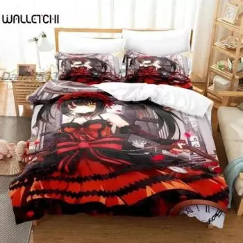 Аниме Date A Live Kurumi Tokisaki Комплект постельного белья для мальчиков и девочек Twin Queen Size Пододеяльник Наволочка Кровать Дети Взрослые Настраиваемый 70x133cm 2pcs