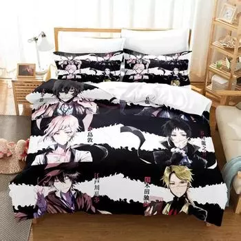 Аниме Dazai Bungo Stray Dogs Комплект постельного белья для мальчиков и девочек Twin Queen Size Пододеяльник Наволочка Кровать Детский Взрослый Домашний Текстиль EU Single 135x200cm