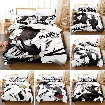 Аниме Dazai Bungo Stray Dogs Комплект постельного белья для мальчиков и девочек Twin Queen Size Пододеяльник Наволочка Кровать Дети Взрослый Домашний Текстиль Текстиль EU Single 135x200cm