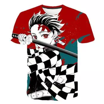 Аниме Demon Slayer Kimetsu No Yaiba футболки с 3D принтом косплэй летняя детская одежда с короткими рукавами футболки с мультяшным рисунком 6XL