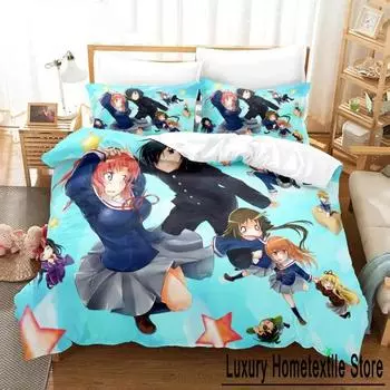 Anime Engaged To The Unidentified Bedding Set Boys Girls Twin Queen Size Duvet Cover Pillowcase Bed Kids Adult Customizable EU Single 135x200cm