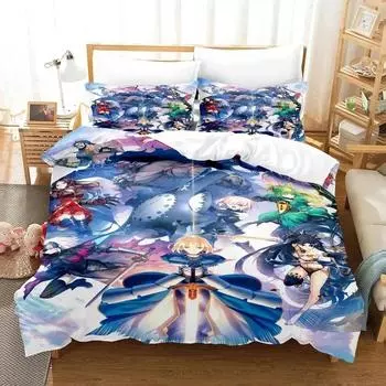 Anime Fate Grand Order Bedding Set Duvet Cover Bed Set Quilt Cover Pillowcase Comforter king Queen Size Boys Adult Bedding Set EU single(135x200cm)