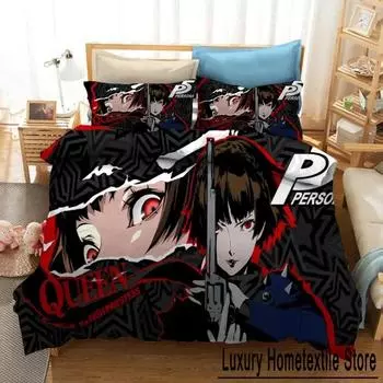 Anime Game Persona 5 Strikers Bedding Set Boys Girls Twin Queen Size Duvet Cover Pillowcase Bed Kids Adult Home Textile EU Single 135x200cm