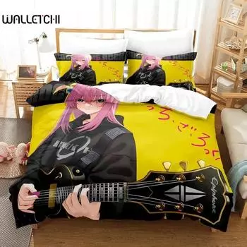 Аниме Hitori Gotoh Bocchi the Rock Постельное белье Пододеяльник Постельный комплект Одеяло Чехол Наволочка Одеяло размера king-size Мальчики Взрослые 70x133cm 2pcs