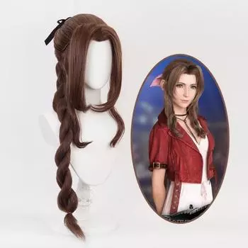 Аниме-игра Final Fantasy VII Gainsborough Aerith, парик для косплея, парик для девочек, косичка, женский волнистый вьющийся парик с челкой One Size коричневый