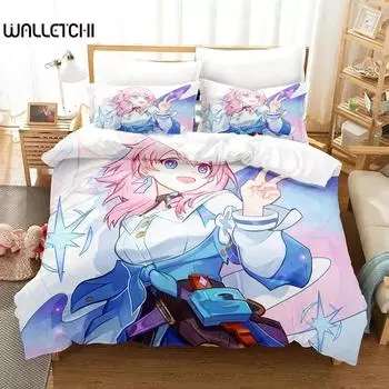 Аниме Игра Honkai Star Rail Постельное белье Пододеяльник Постельный комплект Одеяло Наволочка Одеяло King Queen Size Постельное белье для мальчиков и взрослых 70x133cm 2pcs