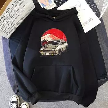 Мужская хлопковая толстовка с 2D принтом аниме Initial D AE86, повседневный пуловер большого размера, популярная уличная модная толстовка, мужская одежда M