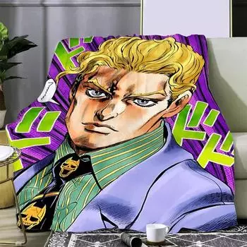Аниме JoJo s Bizarre Adventure Печатное одеяло Одеяла для пикника Теплое одеяло Мягкое и удобное для дома и путешествий Подарок на день рождения 76x102cm(30x40in)
