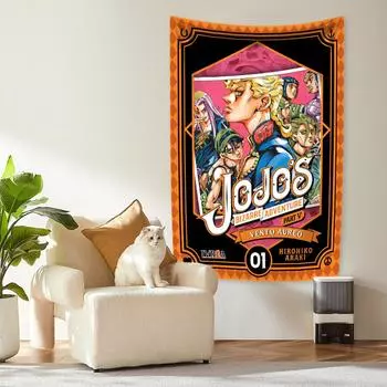 Аниме JoJos Bizarre Adventure Гобелен Забавный Комикс Декор Комнаты Настенные Подвесные Ковры Спальня Фон Ткань 29x37in