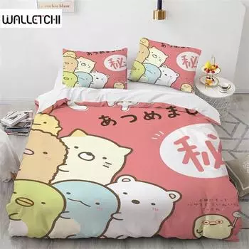Аниме кавайный мультфильм Sumikko Gurashi комплект постельного белья для мальчиков и девочек Twin Queen Size пододеяльник наволочка кровать дети взрослые 135x200cm 2pcs