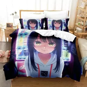 Аниме Mieruko-chan The Girl Who Can Them Комплект постельного белья для мальчиков и девочек Twin Queen Size Пододеяльник Наволочка Кровать для детей и взрослых 70x133cm 2pcs