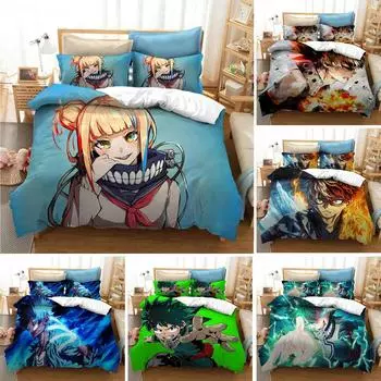 Anime My Hero Academia Bedding Set Boys Girls Twin Queen Size Duvet Cover Pillowcase Bed Kids Adult Fashion Homes Textileextile 70x133cm 2pcs