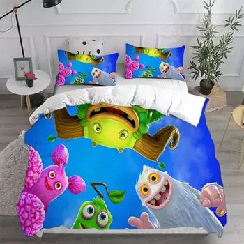 Аниме My Singing Monsters Видеоигра Мультфильм Постельное белье Комплект односпальных двуспальных кроватей Queen King Size Постельное белье для взрослых и детей Подарок 70x133cm 2pcs