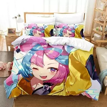 Anime Nanjyamo Kawaii Iono Bedding Set Duvet Cover Bed Set Quilt Cover Pillowcase Comforter king Queen Size Boys Adult Bedding EU Single 135x200cm