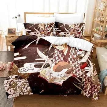 Аниме Natsume Book of Friends Nyanko Комплект постельного белья для мальчиков и девочек Twin Queen Size Пододеяльник Наволочка Кровать для детей и взрослых 70x133cm 2pcs