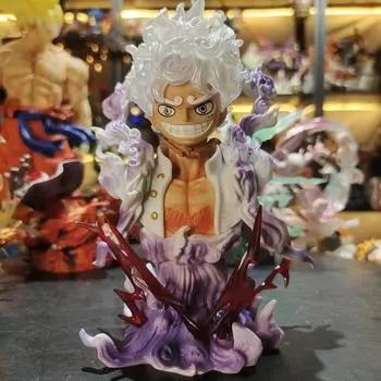 Аниме One Piece Рисунок 17 см Луффи Бюст Бог Солнца Ника Шестерня 5 Обезьяна D Луффи Фигурка Статуя из ПВХ Коллекционная модель игрушки в подарок белый