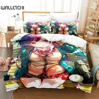 Anime Rent-A-Girlfriend Chizuru Bedding Set Boys Girls Twin Queen Size Duvet Cover Pillowcase Bed Kids Adult Home Textile 70x133cm 2pcs