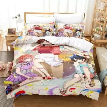 Аниме Rent-A-Girlfriend Chizuru Комплект постельного белья для мальчиков и девочек Twin Queen Size Пододеяльник Наволочка Кровать Дети Взрослые Домашний текстиль Текстиль 70x133cm 2pcs