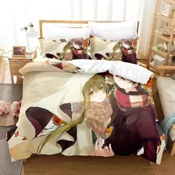 Anime Saint cecilia & Pastor lawrence Bedding Set Boys Girls Twin Queen Size Duvet Cover Pillowcase Bed Boys Adult EU single(135x200cm)