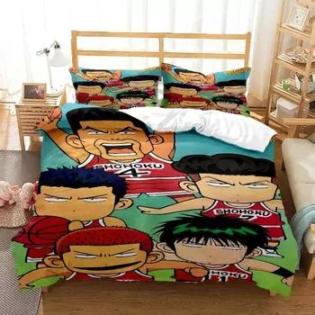 Anime Slam Dunk Cartoon Bedding Set Boys Girls Twin Queen Size Duvet Cover Pillowcase Bed Kids Adult Fashion Home Textileextile 70x133cm 2pcs