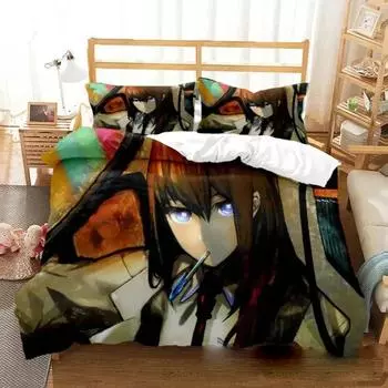 Аниме Steins Gate Kurisu Makise Комплект постельного белья для мальчиков и девочек Twin Queen Size Пододеяльник Наволочка Детская кровать Взрослый Домашний Текстиль 70x133cm 2pcs