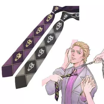 Аниме stropdas JoJo Bizarre Adventure KILLER QUEEN Kira Yoshikage Череп Шея Галстук Косплей Костюмы Аксессуары man vrouw 5cm чёрный