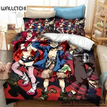 Аниме Tengen Toppa Gurren Lagann Kamina Комплект постельного белья для мальчиков и девочек Twin Queen Size Пододеяльник Наволочка Кровать для детей и взрослых 70x133cm 2pcs