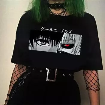 Аниме Токийский Гуль Аниме Манга футболка Kaneki Ken Harajuku футболка с короткими рукавами мужская уличная футболка S белый