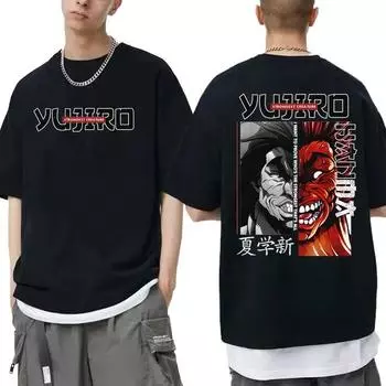 Аниме Trend Футболка с рисунком Baki The Grappler Yujiro Hanma UnisexgaT Рубашки унисекс Женская винтажная футболка большого размера Унисекс Повседневная футболка