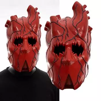 Аниме ужасов Dorohedoro Heart Mask Косплей Японское аниме Страшный кровавый латексный шлем Halloween Party Dress Up Костюм