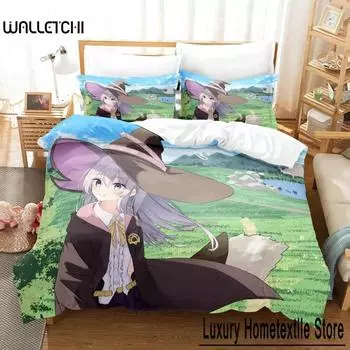 Аниме Wandering Witch Journey Of Elaina Комплект постельного белья для мальчиков и девочек Twin Queen Size Пододеяльник Наволочка Кровать Дети Взрослые Настраиваемый 70x133cm 2pcs