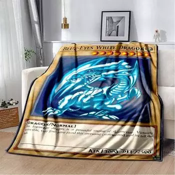 Аниме Yu Gi Oh Card фланелевое теплое одеяло голубые глаза белый дракон аниме мультфильм мягкое плюшевое одеяло спальня покрывало домашний декор 30x40in