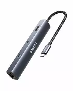 Anker PowerExpand Ethernet Hub PD 65W Port 4K HDMI Port 1Gbps Ethernet Port с портом для MacBook MacBook iPad Pro 6-в-1 USB-C USB3.0 Pro, Air,