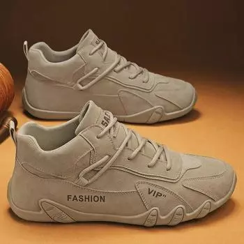 Ankle Boots For Men Spring Man Casual Sneakers Non Slip Khaki Work Mens Shoe Short Boots Loafers Lace Up Zapatillas Hombre 39 серый
