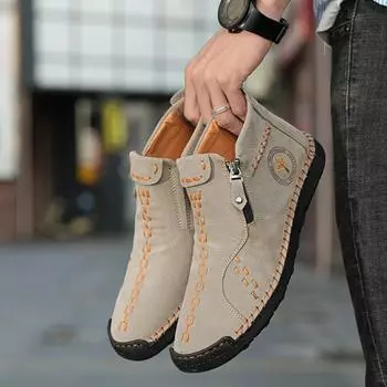 Ankle Boots High Quality 2024 Autumn New Sneaker For Male Fashion Harajuku Man Casual Shoe Comfortable Outdoor Non Slip High-top 39 бежевый